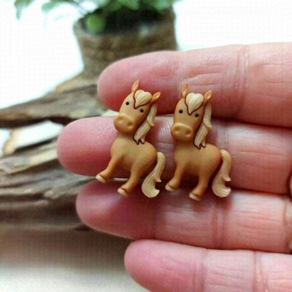Handmade horse earrings hypoallergenic - Picture 1 of 1